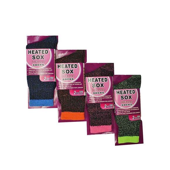 Colorful Warm Thermal Heated 4 Pack Womens Socks - Picture 6 of 8